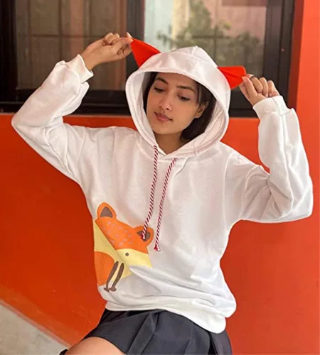 Vista 2 de CRB Moda Cosplay Anime Fox Emo Niñas Suéter con Capucha Orejas Traje Emo Chaqueta T Shirt Top Shirt