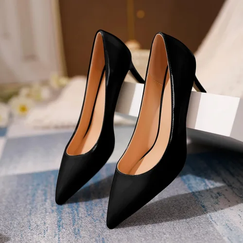 Vista 4 de YODEKS Zapatos de vestir clásicos de tacón bajo y medio para mujer con punta puntiaguda