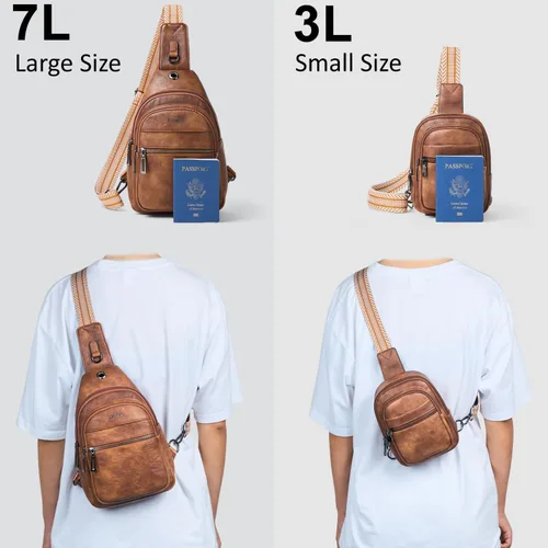 Vista 8 de Sling Bag For Women Faux Leather Small Casual Daypack Backpack Fanny Pack Crossbody Chest Bags Purse