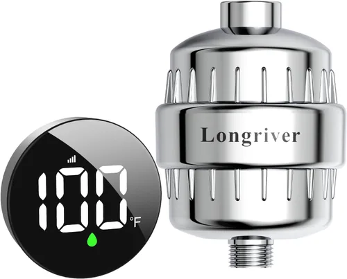 Vista 10 de Tem8(R7Pro) Accesorio de filtro de ducha de baño con pantalla de temperatura inalámbrica Purificador de agua dura 99.99% elimina cloro y metales