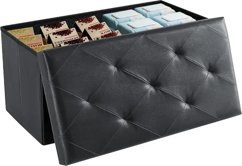 Vista 18 de DUMOS 30 Inch Foldable Storage Ottoman Bench, Gray Ottoman with Storage Grey