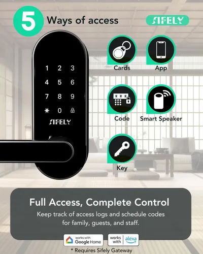 Vista 2 de Cerradura de puerta inteligente con teclado de entrada sin llave con asa y perilla, cerrojo digital para puertas delanteras, dormitorios, oficinas e