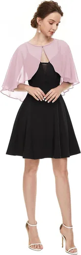 Vista 5 de Chales de gasa suave para cubrir el vestido de noche de boda para mujer Rosa polvoriento