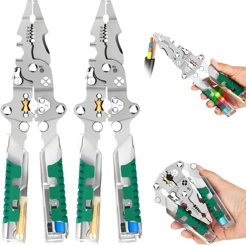 Vista 9 de 18 En 1 pelacables plegable, pelacables nuevos 2025 con detector de voltaje, alicates pelacables multifuncionales para cortar y extraer cables 1pcs