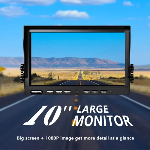Vista 2 de ZEROXCLUB Sistema de cámara de respaldo inalámbrico de 10 pulgadas 1080P, 10 pulgadas DVR dual/Quad Monitor inalámbrico 2 cámaras de visión trasera