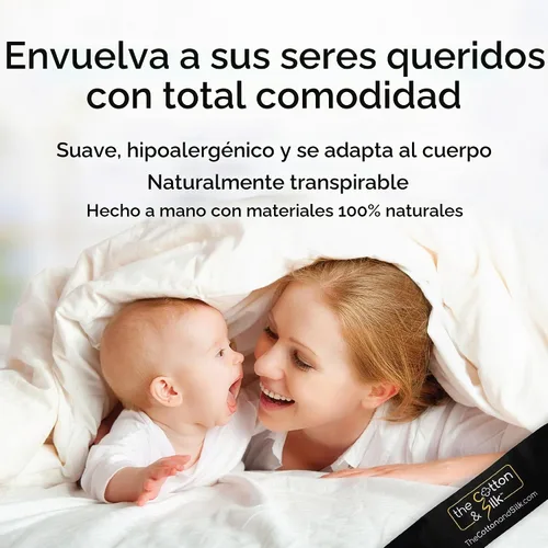 Vista 2 de Edredón/Colcha/Manta/Relleno de Edredón de Seda Lavable a Máquina para Verano - Relleno de Seda, Funda de Algodón Premium - Lujoso, Ultra Suave
