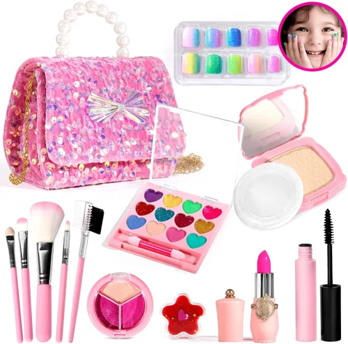 Vista 19 de ULOVEME Umicorn - Kit de maquillaje real para niñas pequeñas, juguete de maquillaje real, no tóxico, lavable, regalo para cumpleaños de niñas de 3