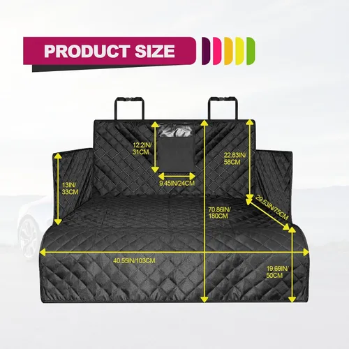 Vista 2 de Funda impermeable antideslizante y duradera de carga para perros, cojín de asiento de coche con protector de paredes laterales y solapa