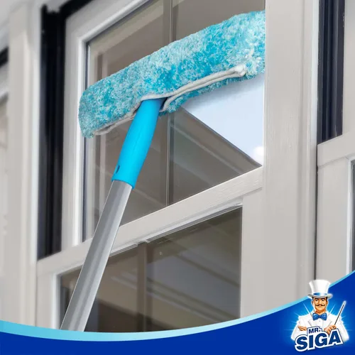Vista 5 de MR.SIGA Poste de extensión de 54.3 pulgadas de largo, poste de aluminio ajustable de 4 piezas para escobilla de ventana