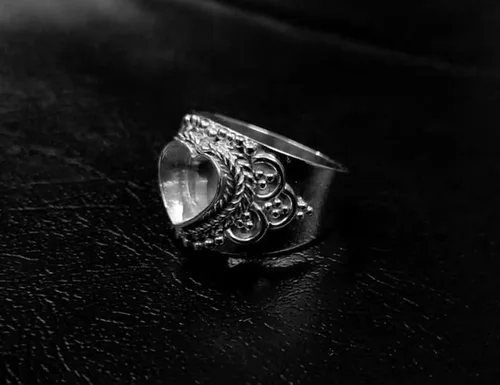 Vista 2 de 925 Sterling Silver Heart Shape Handcrafted Bezel Ring Blank Bezel Setting, Blank Ring Base,Ring DIY For Resin Work,Traditional Antique Ring