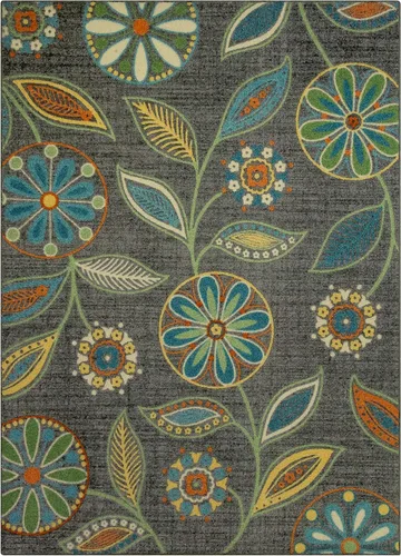 Vista 14 de Maples Rugs Reggie - Alfombra bohemia con estampado floral, 1 pies 8 Gris oscuro