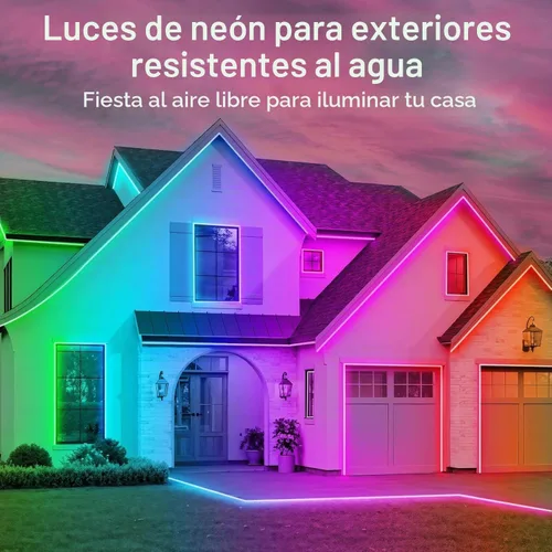 Vista 7 de RCUICA Luces de Cuerda de Neón de 32.8 Pies, Luces de Cuerda LED Flexibles con Control por App/Control Remoto, Múltiples Modos de Sincronización