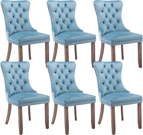 Vista 28 de Juego de 2 sillas de comedor de terciopelo beige, modernas sillas de cocina tapizadas