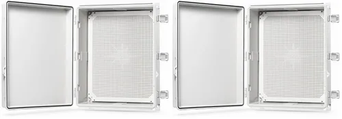 Vista 10 de QILIPSU - Caja de conexiones de acero inoxidable con tapa, bisagras y placa de montaje, universal, impermeable IP67, plástico ABS, gris, recinto