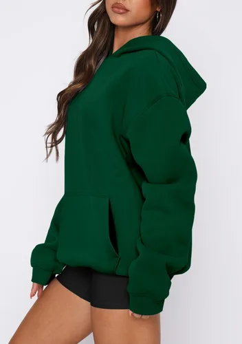 Vista 71 de onlypuff Sudadera casual con capucha para mujer, de manga larga, con bolsillo de canguro, hombro caído