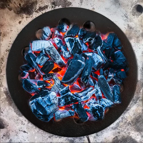 Vista 5 de Rejilla de fuego inferior de hierro fundido de 6.5 pulgadas, placa de carbón de alto calor para parrilla de fuego de huevo verde pequeño/mediano