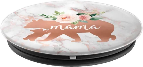 Vista 4 de Mama Bear - Cubo de bebé, diseño floral de mármol rosa, para teléfonos y tabletas, Negro