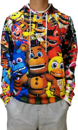 Vista 6 de TIMMOR MAGIC Anime FNAF Cosplay Freddys Hoodie with Keychain, Christmas Helloween Gift 3D Printed Sweatshirt.