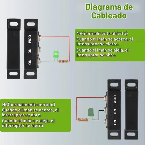 Vista 4 de Interruptor magnético de láminas normalmente abierto y normalmente cerrado NC NO interruptor de proximidad magnético para alarma de puerta