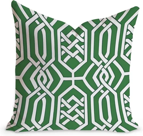 Vista 29 de Cojín de cojín verde salvia con rayas geométricas estilo granja enrejado imperial geométrico verde para sofá, funda de cojín de doble cara, 24 x 24