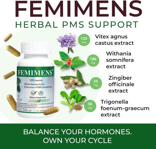 Vista 3 de FEMIMENS - Suplemento de apoyo para el síndrome premenstrual para mujeres - Alivio del síndrome premenstrual para mujeres y alivio de calambres
