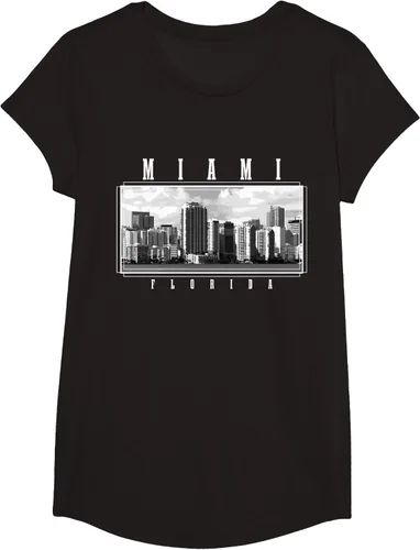 Vista 3 de Miami Skyline Florida Pride Vintage Miami Camiseta, Negro
