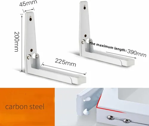 Vista 2 de Soporte de montaje para microondas, soporte plegable retráctil para horno de microondas montado en la pared, soporte para accesorios de cocina