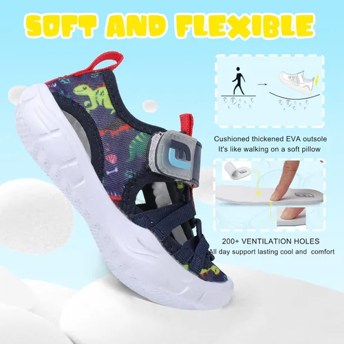 Vista 5 de JOINFREE Zapatos de agua para niños y niñas, transpirables, Qucik Dry Sport Playa, sandalias ligeras y flexibles