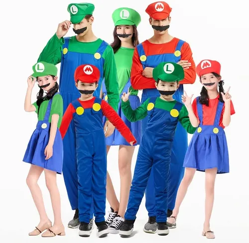 Vista 5 de VISVIC Super Costume Brothers - Disfraz de cosplay con sombrero de bigote para hombres mujeres adultos niños y adolescentes