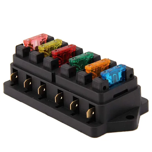 Vista 4 de MASO Caja de fusibles de coche 6 vías hoja de fusibles bloque titular 12 V 24 V coche camión circuito marino estándar ATC