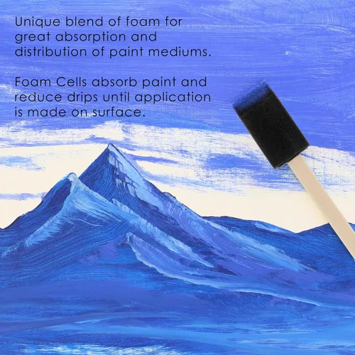 Vista 5 de US Art Supply - Juego de pinceles de pintura de espuma de 1 pulgada con mango de madera (paquete de valor de 25) - Ligeros, duraderos e ideales