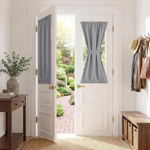 Vista 41 de PONY DANCE Persianas para puertas – Paneles opacos para tratamiento de ventanas, cortinas sólidas de alta resistencia con bolsillo para barra