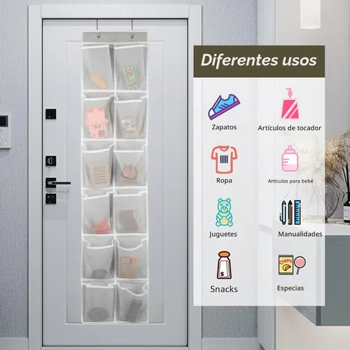 Vista 6 de GOMAJI Organizador de zapatos para colgar sobre la puerta con 12 bolsillos (2 unidades)