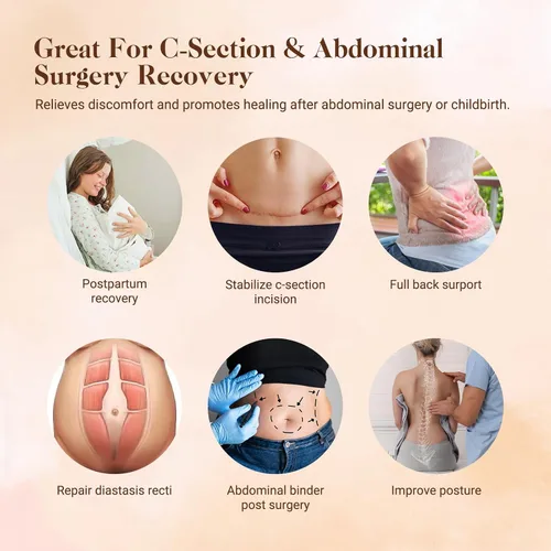 Vista 3 de Postpartum Belly Band for Women: Abdominal Binder Post Surgery Compression Support Belt - Waist Trainer Girdle C Section Wrap