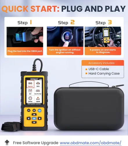 Vista 9 de Escáner OBD2 con transmisión ABS SRS, restablecer luces de falla Compruebe el lector de código del motor con funciones OBDII completas Prueba