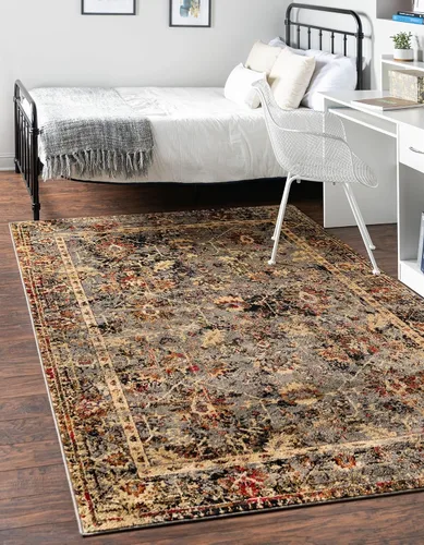 Vista 13 de Unique Loom Saturn Collection - Alfombra rectangular de iones (2 pies 2 pulgadas x 3 pies 1 pulgada, color beige crema/negro)