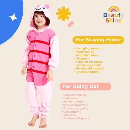 Vista 4 de Beauty Shine Kids Onesie Unisex Child Animal Costume Sleepwear Jumpsuit Christmas Halloween Cosplay Pajamas