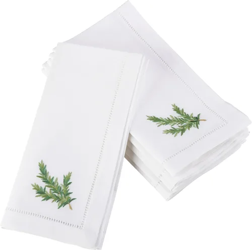 Vista 19 de Juego de 6 servilletas bordadas de magnolia hechas a mano con borde cosido