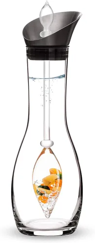 Vista 12 de VitaJuwel Era Five Elements Jarra de agua de cristal con amatista · Calcedonia · Madera petrificada · Cuarzo rosa y ágata Alineación · Puesta a
