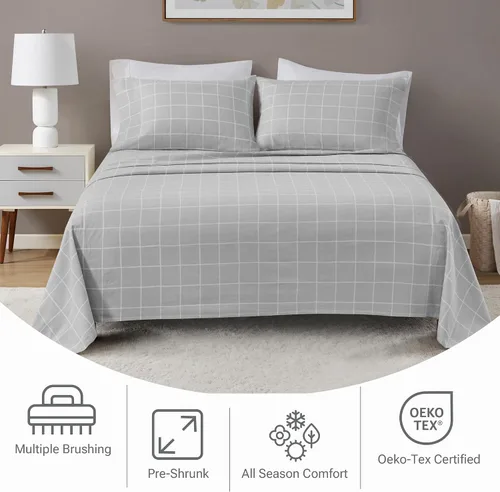 Vista 70 de Sleep Philosophy - True North - Juego de sábanas de franela, 100% de algodón, cómodo, bonito y muy suave, con bolsillo elástico que se adapta a