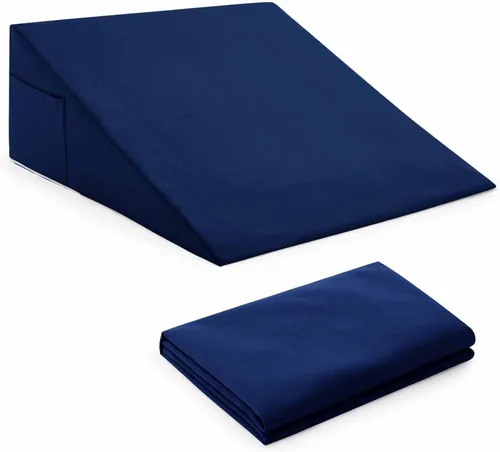 Vista 12 de Horbaunal Funda de Almohada de Cuña de Cama Azul con Diseño de Cremallera, Protector de Almohada de Cuña con Bolsillo Lateral para Almacenamiento