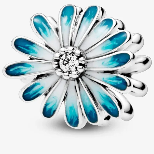 Vista 4 de PANDORA Flor de margarita azul esmalte mixto Metal