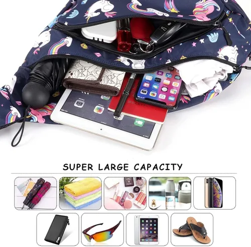 Vista 2 de GLOSSYLED Mochila cruzada para mujeres y hombres, mochila de viaje cruzada para el hombro, bolsa de pecho, mochila para senderismo, ciclismo