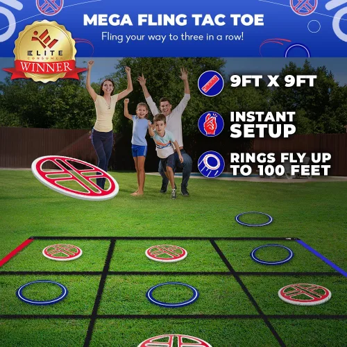 Vista 2 de Swooc Games® - Fling Tac Toe™ (9 pies x 9 pies) Juego gigante de Tic Tac Toe al aire libre Juegos gigantes resistentes a la intemperie