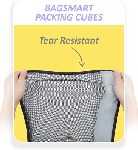 Vista 7 de BAGSMART - Juego de 7 cubos de embalaje para maletas esenciales de viaje, juego de bolsas organizadoras ligeras con bolsa de zapatos, cubos de viaje