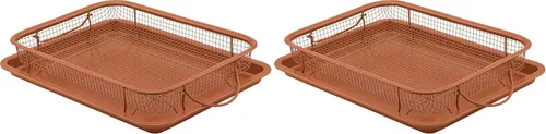 Vista 9 de Baking with G&S - Cesta antiadherente para verduras con bandeja para hornear, cobre, juego de 2 piezas, duradera y fácil de usar