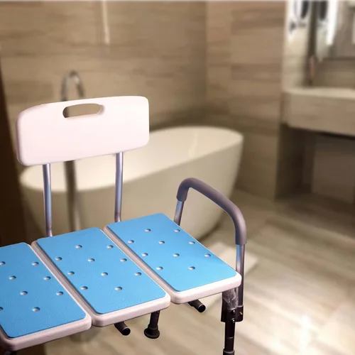 Vista 6 de Cojín de banco de transferencia de bañera, adhesivo, antideslizante e impermeable, cojín suave de espuma para banco de ducha, silla de ducha
