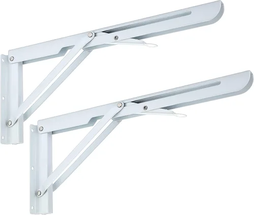 Vista 13 de Sumnacon - Soportes plegables resistentes, soportes de estante de metal negro de alta resistencia para mesa y banco, escuadra triangular de 8