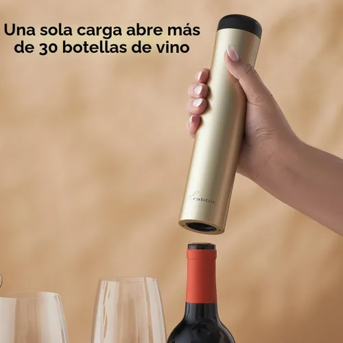 Vista 4 de Rabbit Sacacorchos Eléctrico Automático - Abridor de Vino Manos Libres con Cortador de Papel de Aluminio Integrado, Abrebotellas Eléctrico