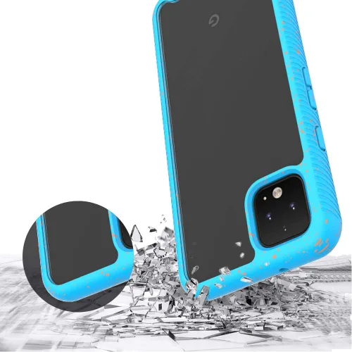 Vista 6 de Funda transparente resistente para Google Pixel 4, funda híbrida a prueba de golpes, protector de pantalla integrado, serie Guardian, funda para Azul